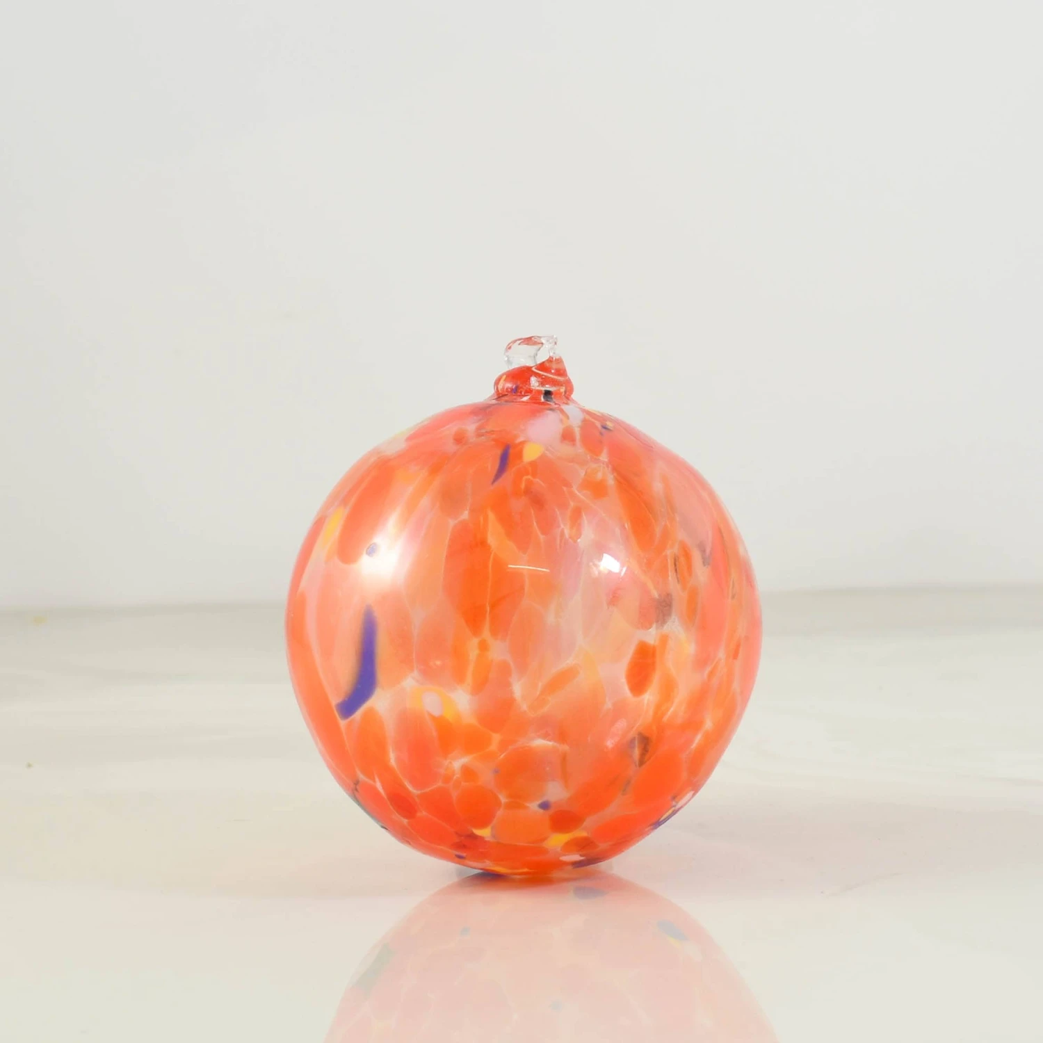 Murano Glass Decorative Sphere Ornament, Orange 3 Murano Glass Decorative Sphere Ornament, Orange
