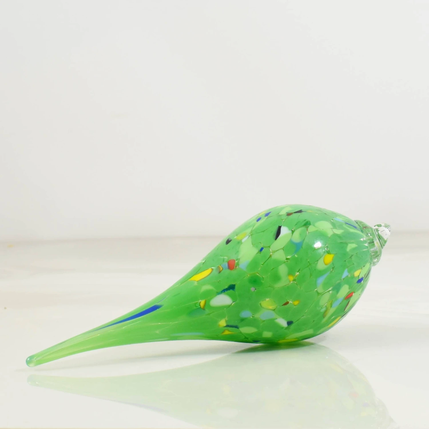 Murano Glass Decorative Teardrop Ornament, Green 3 Murano Glass Decorative Teardrop Ornament, Green