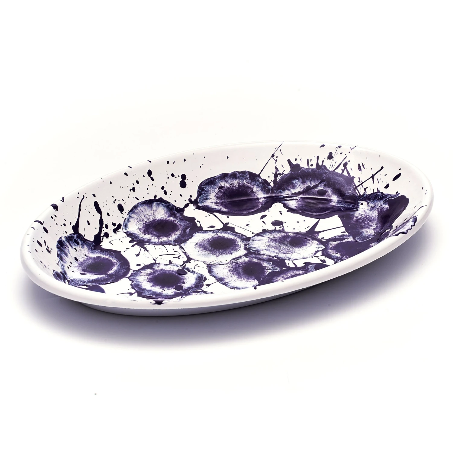 Splatter Madness Enamel Oval Serving Plate, Purple, 31cm 4 Splatter Madness Enamel Oval Serving Plate, Purple, 31cm - Image 2