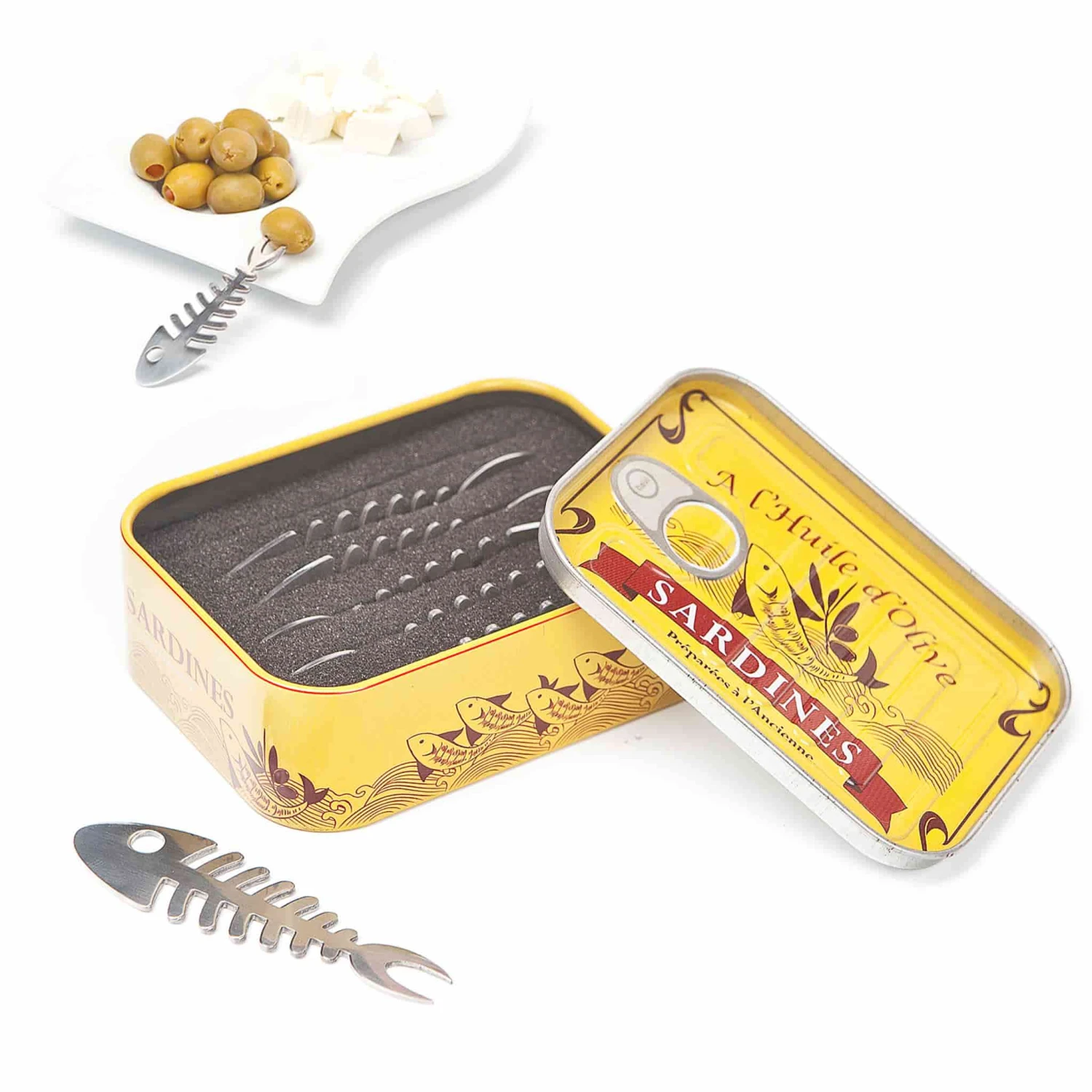 Balvi Set Of 6 Sardine Snacking Forks In A Tin 3 Balvi Set Of 6 Sardine Snacking Forks In A Tin