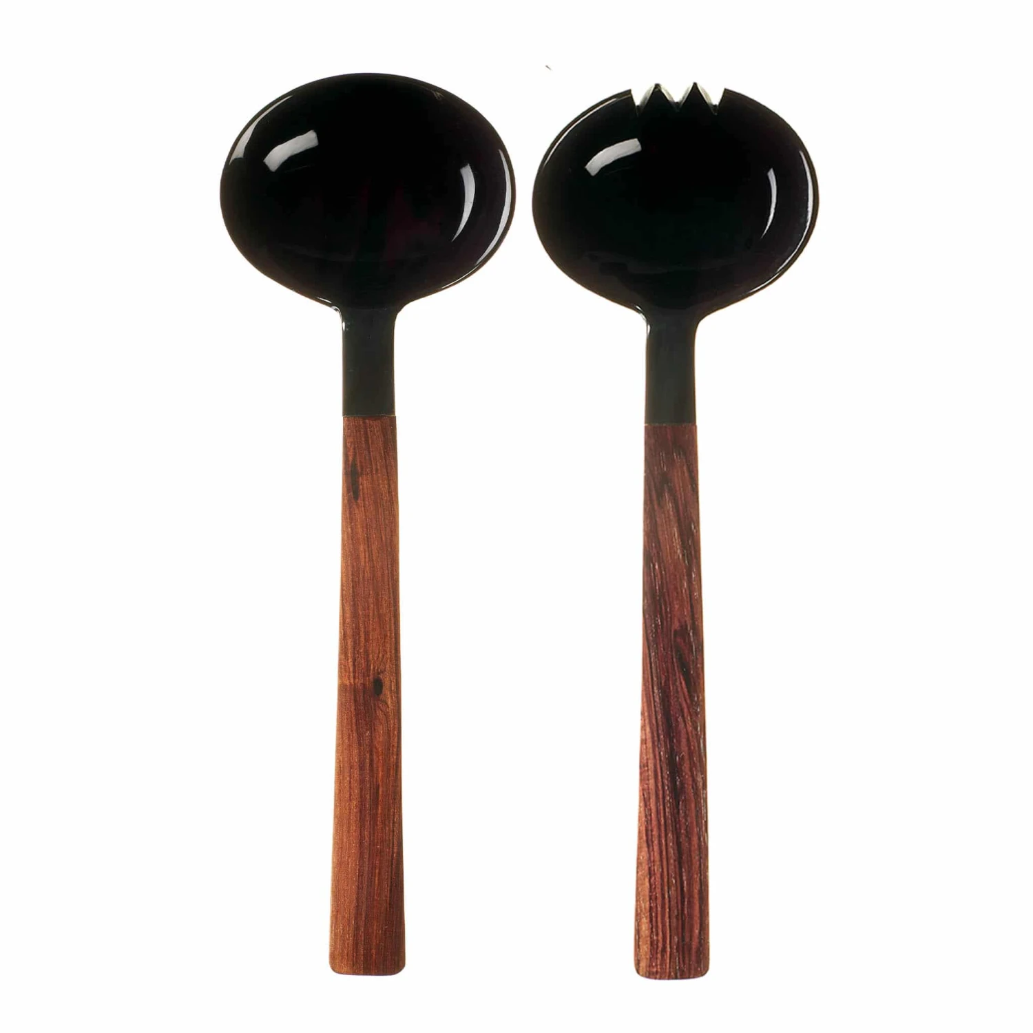 Sarah Petherick Black Horn And Wood Salad Servers Set 3 Sarah Petherick Black Horn And Wood Salad Servers Set