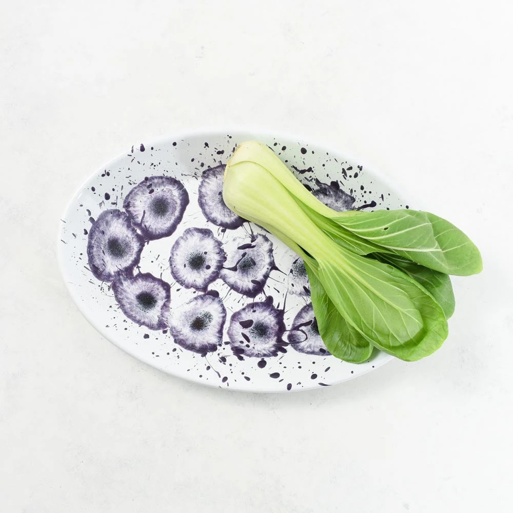 Splatter Madness Enamel Oval Serving Plate, Purple, 31cm 3 Splatter Madness Enamel Oval Serving Plate, Purple, 31cm