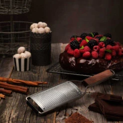 Master Series Walnut Microplane Gourmet Fine Grater -Home Kitchen microplane gourmet fine grater lifestyle