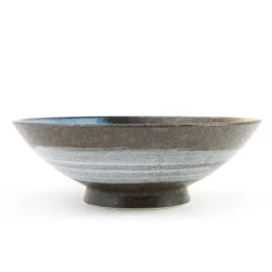 Blue-Black Glaze Bowl -Home Kitchen stoneware bowl blue and gold 24cm side2
