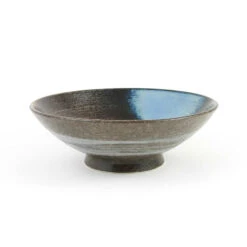 Blue-Black Glaze Bowl -Home Kitchen stoneware bowl blue and gold 24cm side3