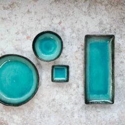 Oblong Turquoise Platter -Home Kitchen turquoise glaze tableware above